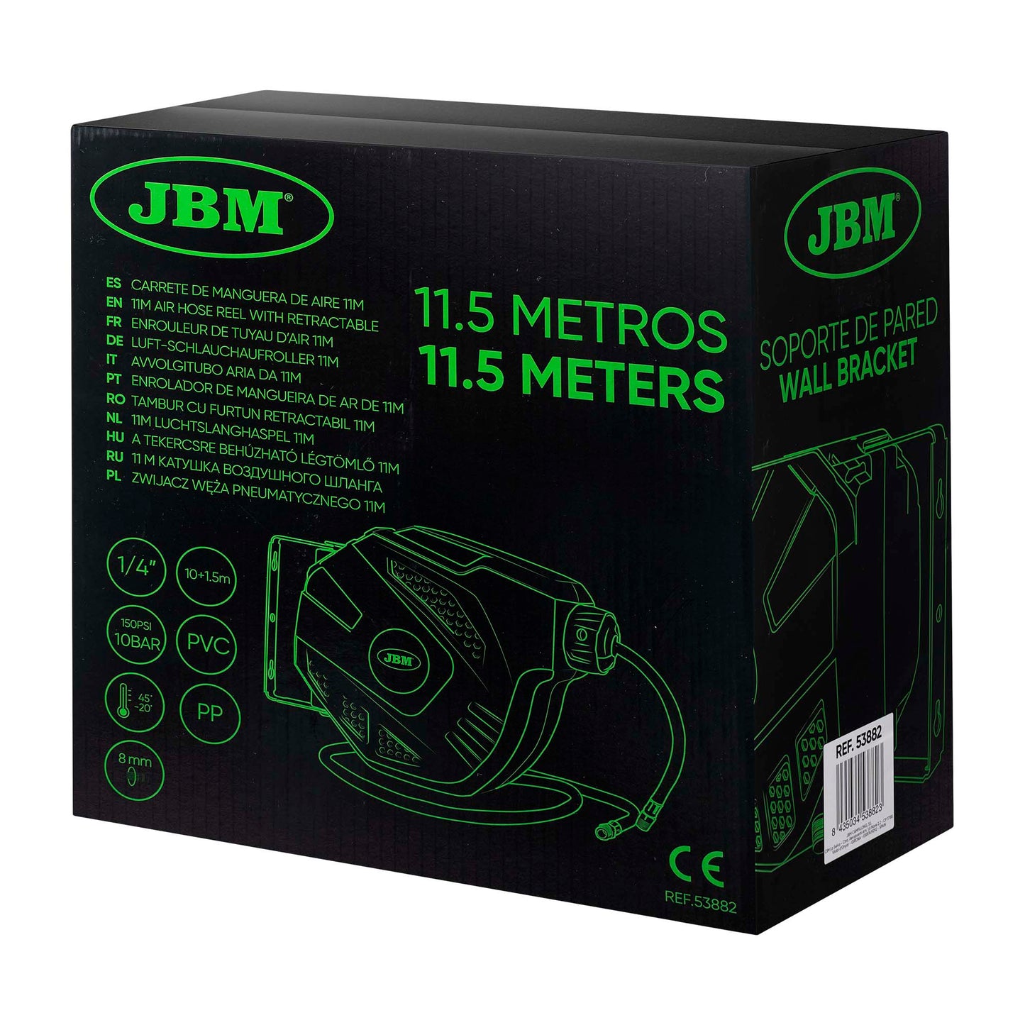 JBM Zwijadlo 10+1.5m Zielone - wymiary
