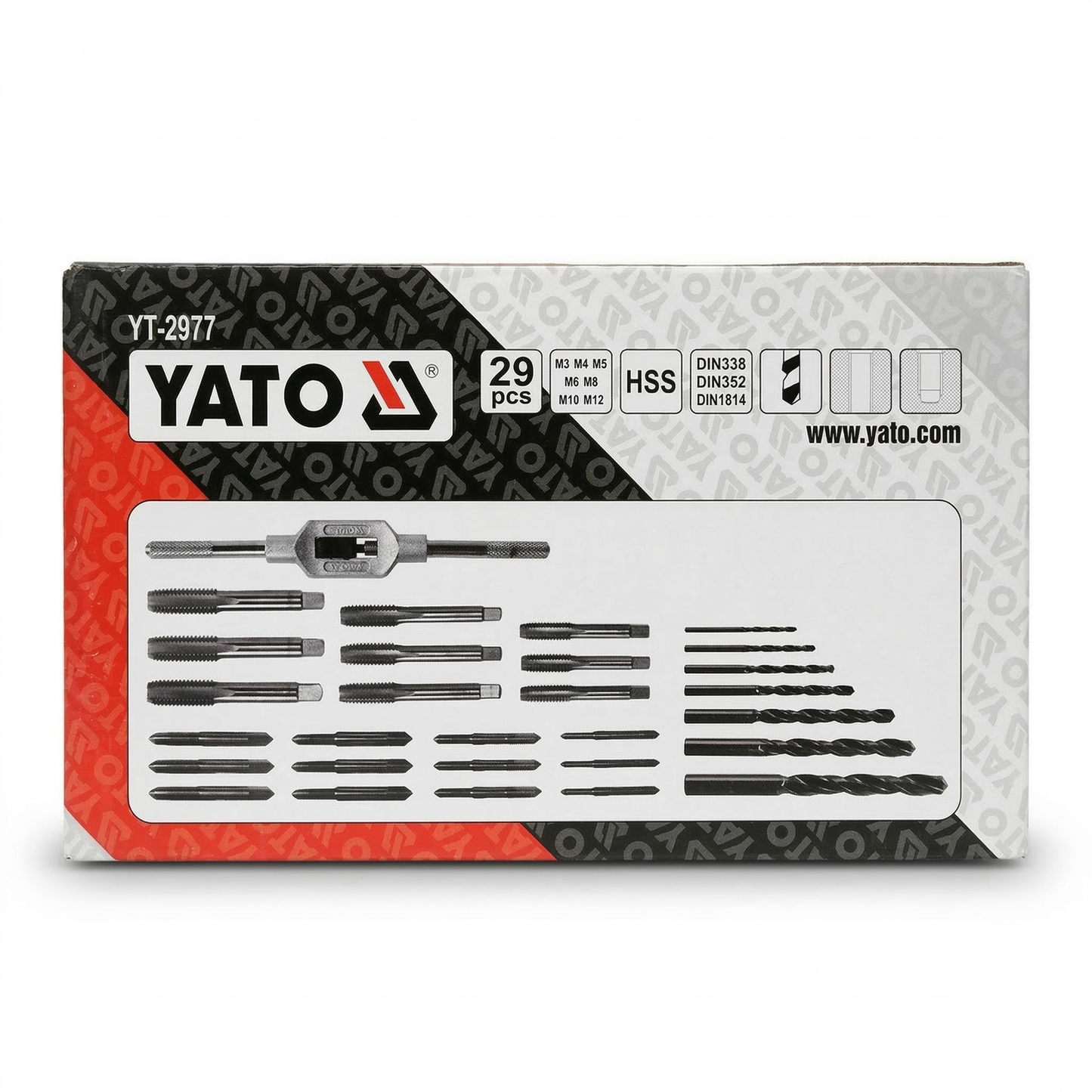 YATO – Gewindebohrer-Satz M3–M12, HSS M2, 29 Teile