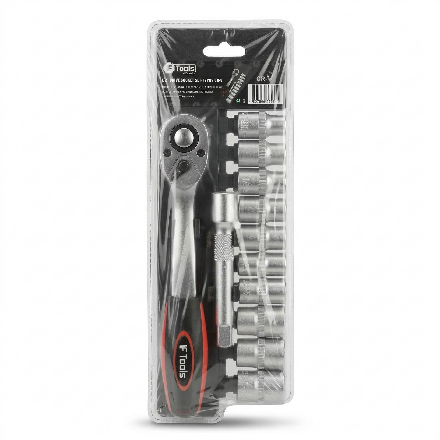 FTools – Steckschlüsselsatz 1/2″ mit 72-Zahn-Ratsche, 12 Teile
