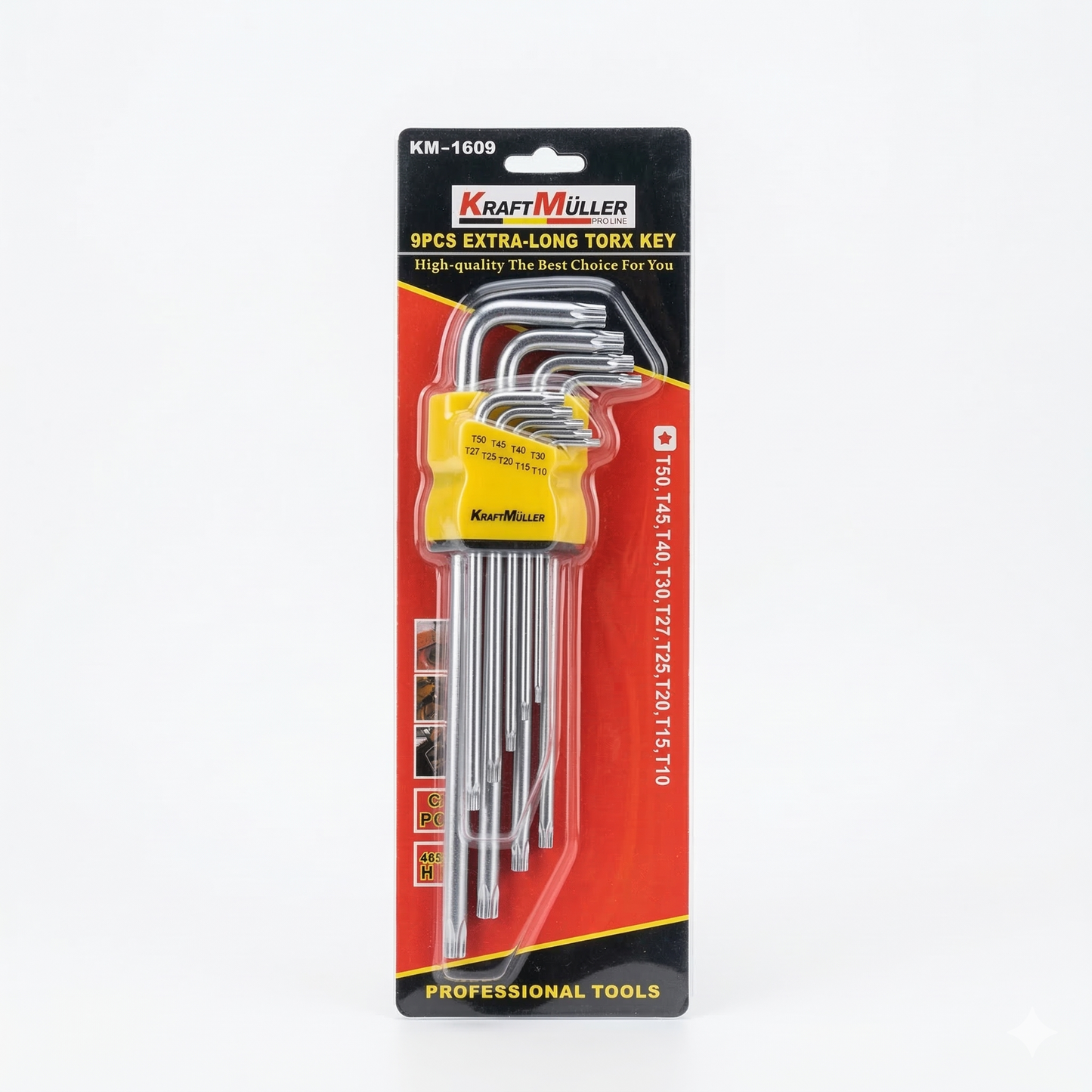 KraftMüller – Torx-Stiftschlüssel-Satz extra lang T10–T50, 9 Teile