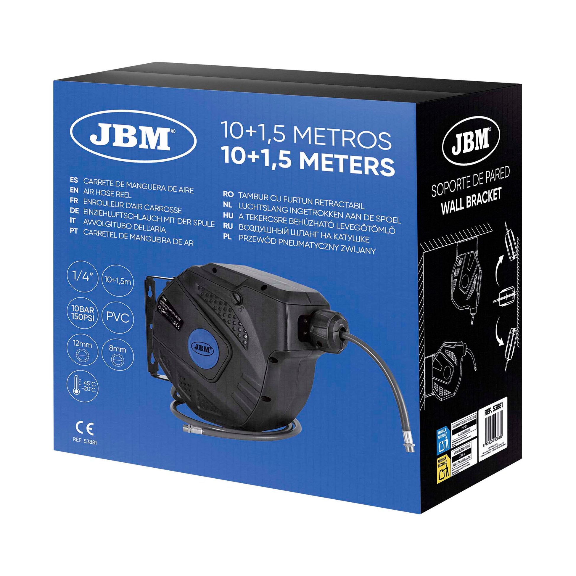 JBM Zwijadlo 10+1.5m Niebieskie - wymiary