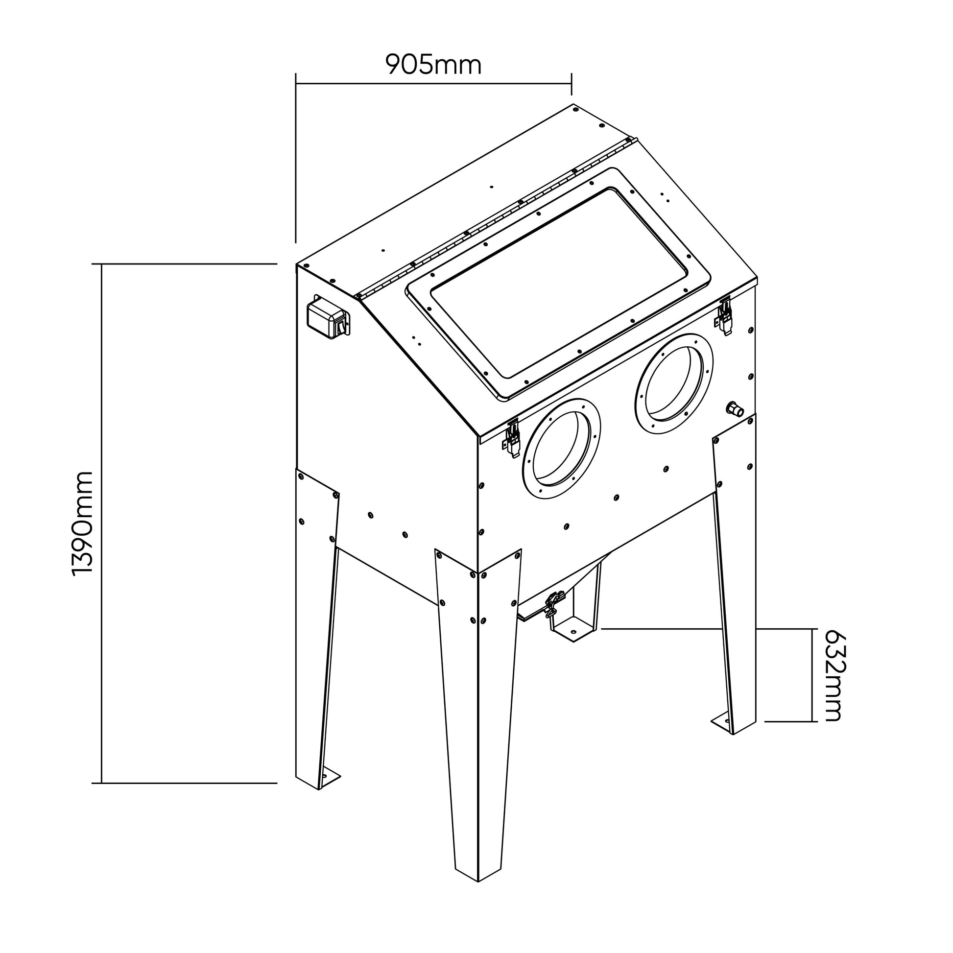 JBM Piaskarka Kabinowa 220L - wymiary