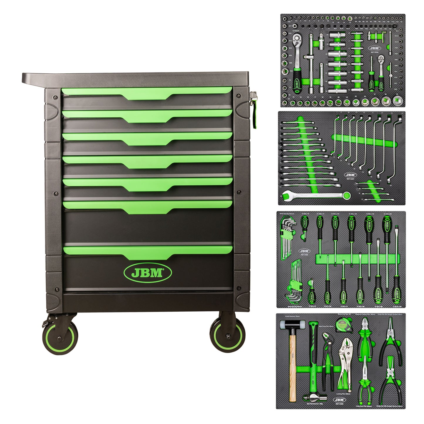 Wózek narzędziowy 7-szufladowy z wyposażeniem – 172 elementy