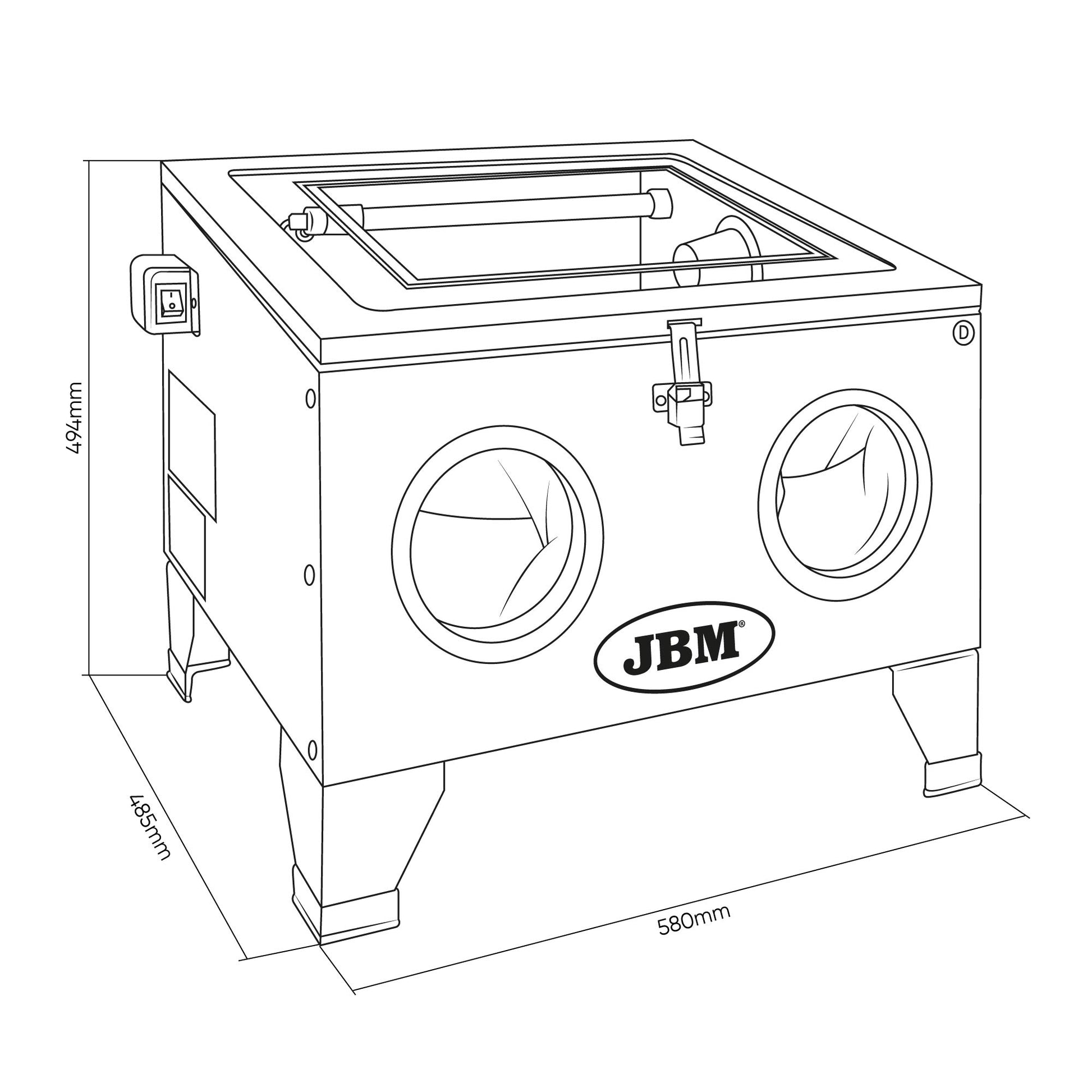 JBM Piaskarka Kabinowa 90L - wymiary