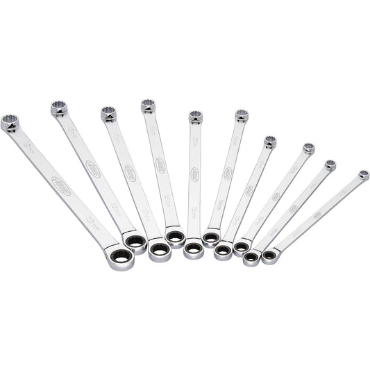 VIGOR V7031 zestaw 10 kluczy oczkowych z grzechotką 10-19 mm