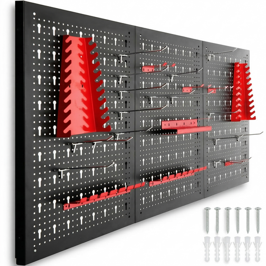 UltraToolz - Metalowa tablica narzędziowa 120x60 cm z zestawem 25 uchwytów