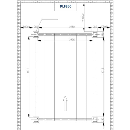 PLFS50 — podnośnik pośredni 3T, skok 260–520 mm, rozstaw 780–1100 mm