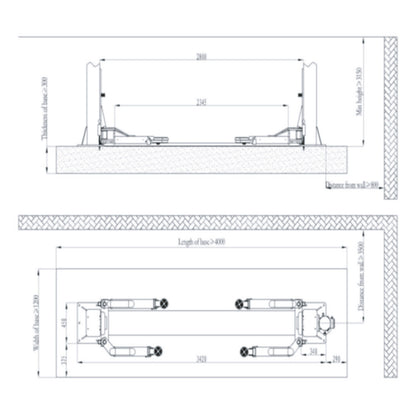 JBM 54972 — wymagania montażowe: posadzka od 300 mm, wysokość hali od 3150 mm, odstęp od ściany od 800 mm